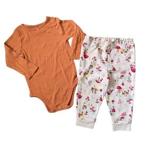 Garanimals Rust Orange Toddler Long Sleeve Onesie & Matching Woodland Sweatpants